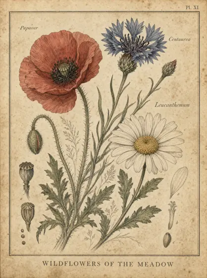 Wildflowers — vintage art print from The Botanist's Folio