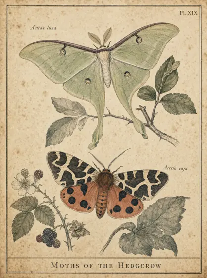 Moths — vintage art print from The Botanist's Folio