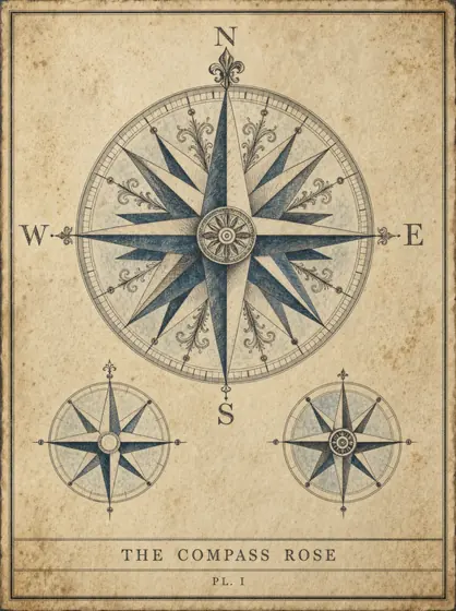Compass Rose — vintage art print from The Navigator's Charts